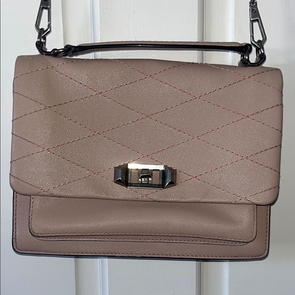 Rebecca Minkoff Quilted Leather Shoulder Bag in Dusty Rose W/ Chain Strap